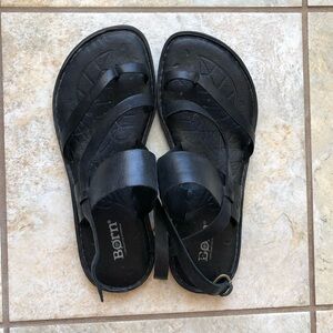 Born Black Strappy Leather Sandals Women Size 7